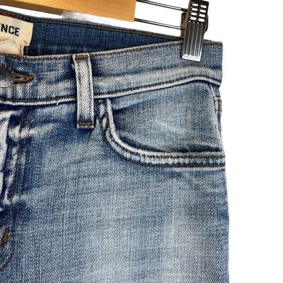 L'AGENCE Mid-Rise Skinny Jeans Distressed Light Wash Size 26 Raw Hem Blue Denim - Picture 7 of 13